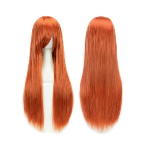 80 cm lange, glatte Perücke, Cosplay-Perücke, synthetische Perücken mit Pony for Halloween, Anime-Haar for Damen, Kostümparty Daily Use(Fragrant Orange) von jianjunchaling