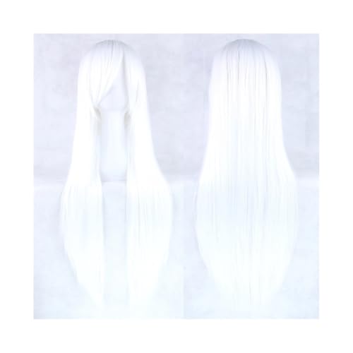 80 cm lange, glatte Perücke, Cosplay-Perücke, synthetische Perücken mit Pony for Halloween, Anime-Haar for Damen, Kostümparty Daily Use(Pure White) von jianjunchaling