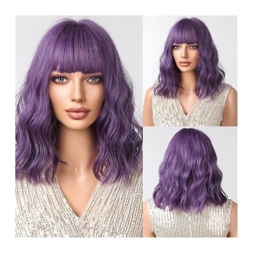 Kurze lila lockige Wellen synthetische Perücken mit Pony Cosplay Bob Haare Perücke for Frauen täglichen Party verwenden hitzebeständige Faser Daily Use Kurze lila lockige Wellen synthetische Perücken mit Pony Cosplay Bob Haare Perücke for Frauen täglichen Party verwenden hitzebeständige Faser Daily Use von jianjunchaling
