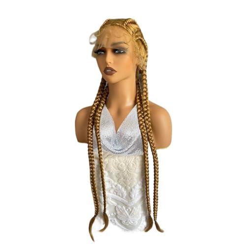 Lace Front Braid Wig, Nature Looking with Baby Hair Synthetic Wigs Hand Tied Heat Resistant Fiber 4 Braided Daily Wear for Women 32 inch Daily Use(#27) von jianjunchaling