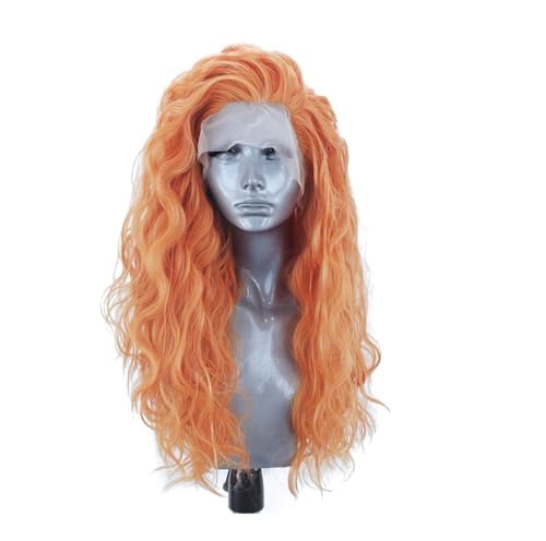 Lange, gewellte synthetische Perücke mit Spitzenfront for Damen, tägliche Partyperücken Daily Use(Pink Wig,20inches) von jianjunchaling
