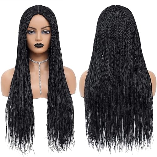 Synthetic Hair Long Twist Braids Wigs for Black Women 22-28 "Fully Machine Knotless Box Braided Wigs with Natural Hairline Glueless Crochet Box Wig Daily Use(24inches) von jianjunchaling