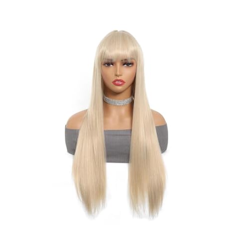 Synthetisch mit Pony, lang, gerade, for Damen, for Halloween, Cosplay, for den täglichen Gebrauch Daily Use(Blonde) von jianjunchaling