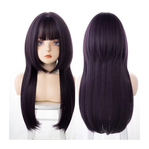 Synthetische Perücke mit langem, glattem Haar und ordentlichem Pony, blau-violette Cosplay-Perücke mit Pony, Hochtemperaturfaser-Perücken for tägliche Partys und Halloween for Mädchen Daily Use Synthetische Perücke mit langem, glattem Haar und ordentlichem Pony, blau-violette Cosplay-Perücke mit Pony, Hochtemperaturfaser-Perücken for tägliche Partys und Halloween for Mädchen Daily Use von jianjunchaling