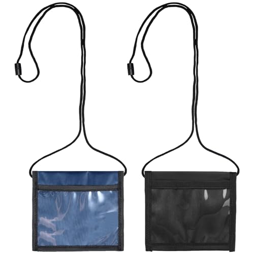 2 Stück Kinder Geldbeutel Brustbeutel 11 x 13 cm Brusttasche Umhängegeldbeutel Reisegeldbeutel Tasche für Kasse Buskarte Studentenausweis Blau Schwarz von jiawaggag