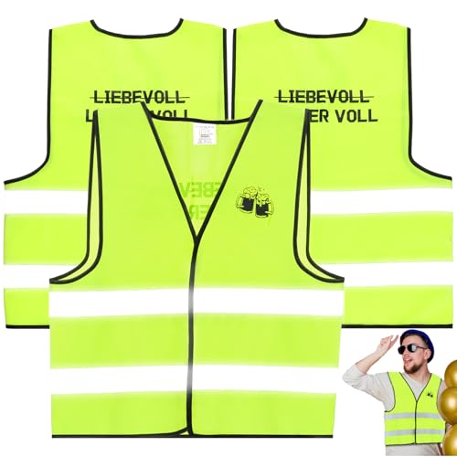 3 Stück Warnweste Malle Saufen Mallorca Party Outfit Männer Jga Männer Weste with Reflektierende für Junggesellenabschied Bierparty Malle Karneval Fluoreszierendes Grün von jiawaggag