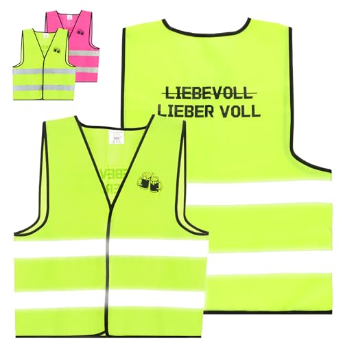 Warnweste Malle Saufen Mallorca Party Outfit Männer Jga Weste with Reflektierende Jga Kostüm Männer für Junggesellenabschied Bierparty Karneval Fluoreszierendes Grün von jiawaggag