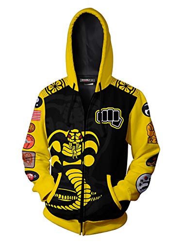 Cobra Kai Herren Kapuzenpullover mit Reißverschluss und Tasche, Cobrakai-2, 4XL/5XL von jiazery QZ