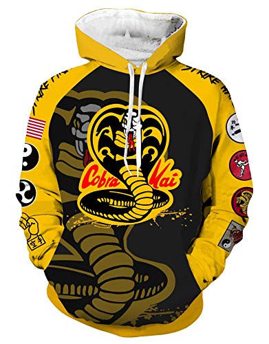 Cobra Kai Herren Kapuzenpullover mit Reißverschluss und Tasche, Cobrakai-Hoodie, S/M von jiazery QZ