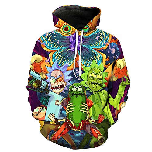 Rick and Morty Kapuzenpullover mit Tasche, Cartoon Charakter Paar Pullover (RM04-L/XL) von jiazery QZ