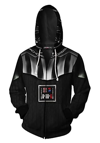 Kapuzenpulli mit Reißverschluss und Tasch, Star War Jacke mit Kapuze (Darth Vader-L/XL) von jiazery QZ