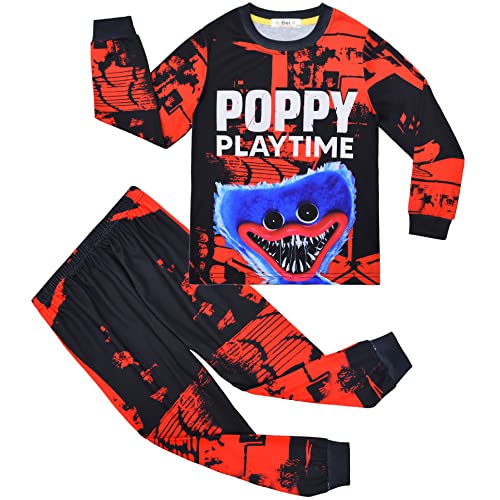 jiazery QZ Jungen und Mädchen Poppy Playtime Schlafanzüge, Kinder Langarm Cartoon Nachtwäsche, Kostüm Geschenk für 5-14 Jahre (Black-M) von jiazery QZ