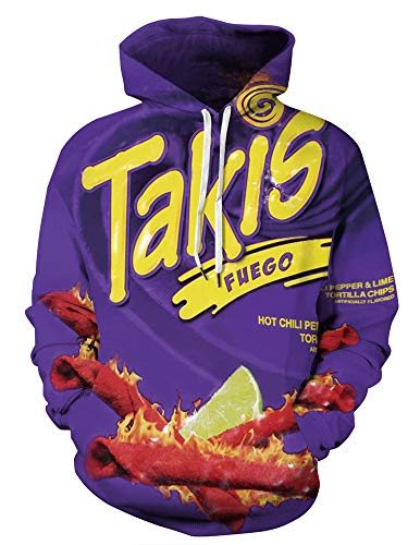 jiazery QZ Herren Neuheit Cheetos Hoodie 3D Druck Pullover Unisex Casual Sweatshirt, Takis, Medium von jiazery QZ