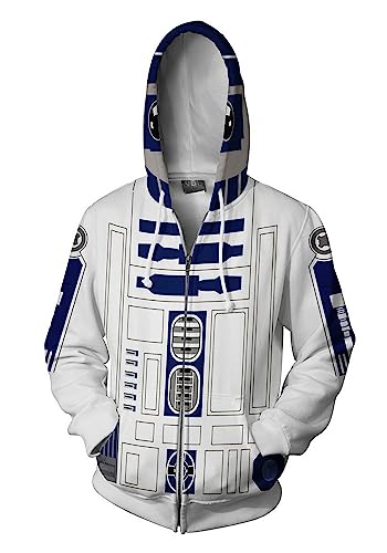 jiazery QZ Kapuzenpulli mit Reißverschluss und Tasch, Star War Jacke mit Kapuze (R2-D2-2XL/3XL) von jiazery QZ