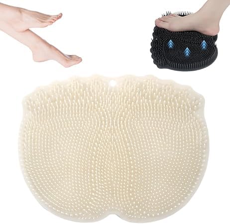 Duschfuß- und Rückenschrubber, Upgraded Dusche Fuß & Rücken Scrubber Massage Pad, Rückenwascher Peeling Bad Pad mit Anti-Rutsch-Saugnäpfen Wandmontage für Männer und Frauen (Weiß) von jiazhiyi