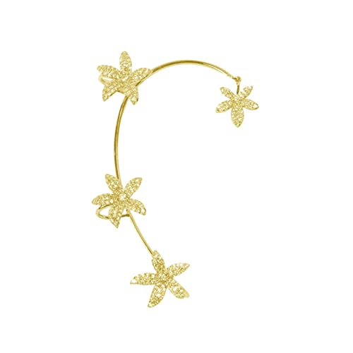 jieGorge Ahornblatt Form Ohrringe Ohrclip für Frauen Mädchen kein Piercing Zirkon Stern Ohrclips Strass Ohrringe Stulpe Wickelohrringe für Frauen Herren Schwarze Ohrstecker (D, One Size) von jieGorge