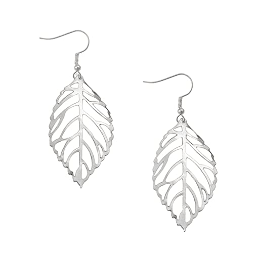 jieGorge Blattgold-Tropfen-Ohrringe Pflanzenblatt-Ohrringe Baumelnde Ohrring-Geschenke für Schwester-Ehefrau-Mutter und tägliches Goldenes Ohrringe Mädchen Silber 925 Gänseblümchen (Silver, One Size) von jieGorge
