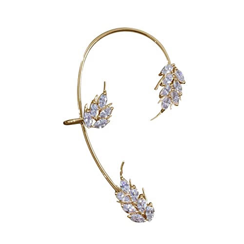 jieGorge Blitzbohrer Weizenohren Ohrringe Feder Strass Ohrclip für Frauen Mädchen kein Piercing Weizenohren Ohrclips Weizenohren Ohrringe Stulpe Wickelohrringe für Frauen Ohrhänger (A, One Size) von jieGorge