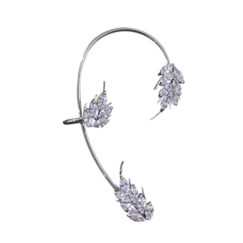 jieGorge Blitzbohrer Weizenohren Ohrringe Feder Strass Ohrclip für Frauen Mädchen kein Piercing Weizenohren Ohrclips Weizenohren Ohrringe Stulpe Wickelohrringe für Frauen Ohrhänger (C, One Size) von jieGorge