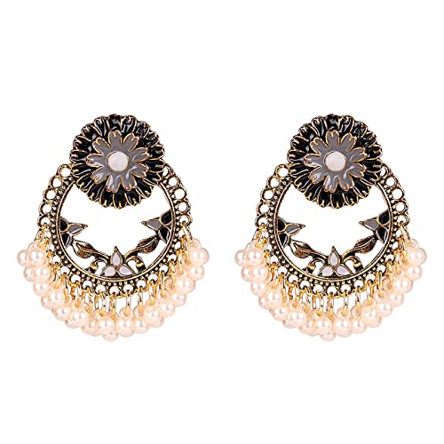 jieGorge Boho Ohrringe Metallohrringe Hohle Ohrringe Vintage Ohrringe Boho Ohrringe Set Damen Mädchen Ohrringe Schutzengel Silber (Black, One Size) von jieGorge