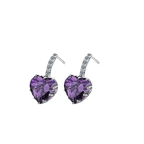 jieGorge Clip-Herz-Ohrringe Zirkon-Ohrringe Teenager-Mädchen Huggie für Frauen lieben Ohrringe Ohrstecker Für Damen Set (Purple, One Size) von jieGorge