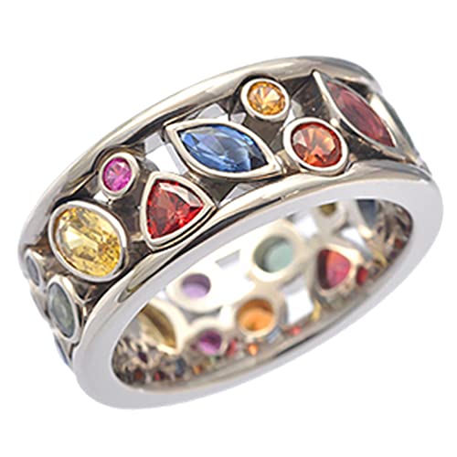 Coole Ringe Männer Ring Hochzeit Damen Größe Weiß 610 Kupfer Eleganter Schmuck Ring Ring Edelstein Ringe Modekreativer, leichter, verstellbarer Persönlichkeitsring für Damen (Multicolor10, 10) von jieGorge