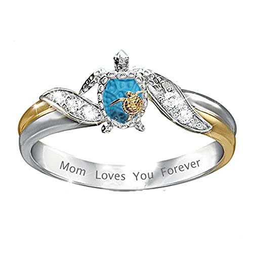 Damenringe Größe 7 Eingelegter Ring Mutter Persönlichkeit Tag Geschenk Juwelier Mädchen Schildkröte Zirkon Ringe Modekreativer, leichter, verstellbarer Persönlichkeitsring für Damen (Multicolor, 8) von jieGorge