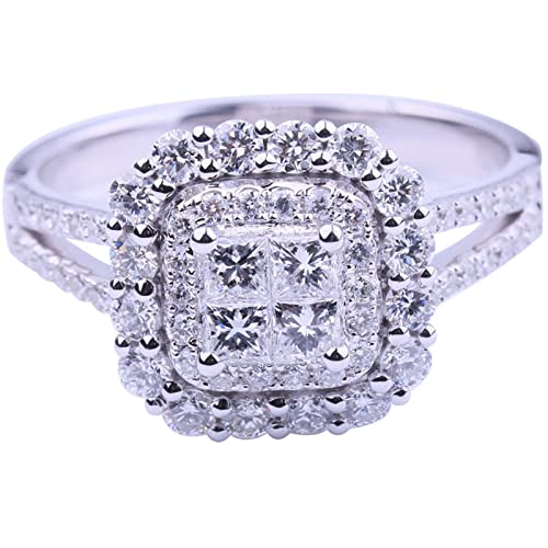 Damenringe Größe 8 Wunderschöne Eheringe Frauen Schmuck Weiß Ringe 6 10Schöne Ring Juwel Legierung Intarsien Strass Weiblichen Ring Beliebte Exquisite Ring Einfache Modeschmuck (Silver-10, 10) von jieGorge