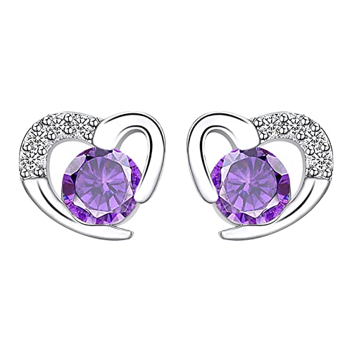 Elegante -Ohrringe Damen-Temperament-Ohrringe Vergoldete Ohrringe Ohrringe Gehämmerte Silberne Creolen (Purple, One Size) von jieGorge