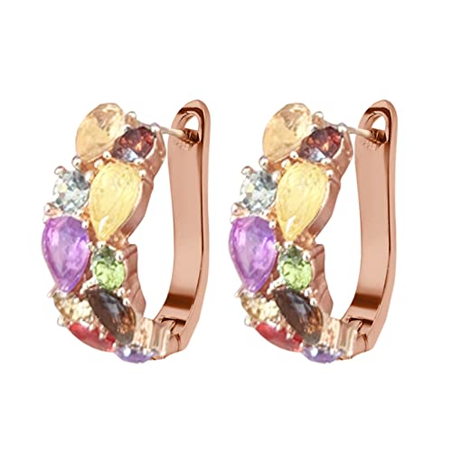 jieGorge Farbe Strass Ohrringe dünn baumeln Silber Elegante Strass Ohrringe Hochzeit Frauen Zubehör Schmuck Ohrringe für Frauen Ohrringe Packungen (Rose Gold, One Size) von jieGorge