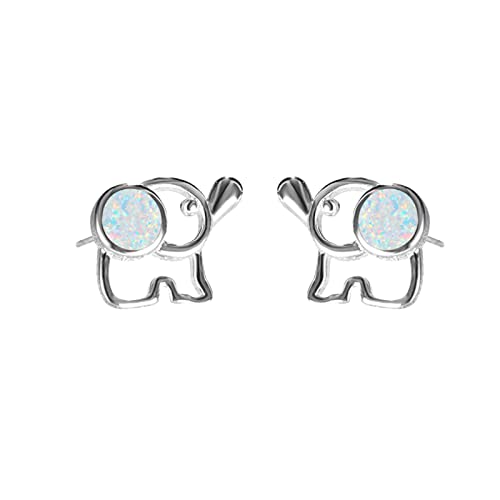 Geschenkausschnitt Opalohrringe für Mädchen Ohrstecker Elefant niedliche Ohrringe Damen Tierohrringe Hellblaue Ohrringe Damen (B, One Size) von jieGorge