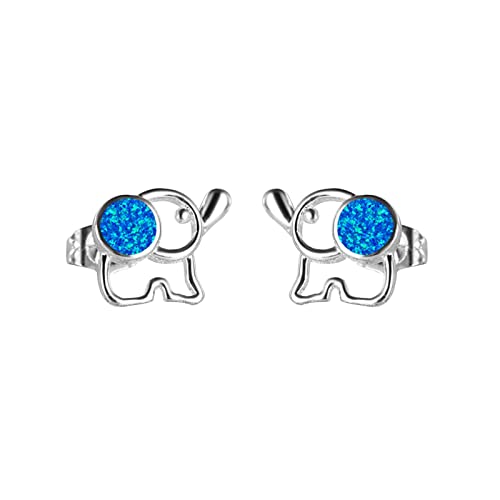 Geschenkausschnitt Opalohrringe für Mädchen Ohrstecker Elefant niedliche Ohrringe Damen Tierohrringe Hellblaue Ohrringe Damen (C, One Size) von jieGorge