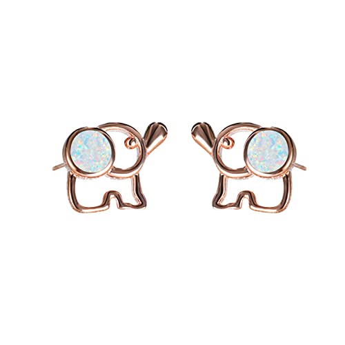 Geschenkausschnitt Opalohrringe für Mädchen Ohrstecker Elefant niedliche Ohrringe Damen Tierohrringe Hellblaue Ohrringe Damen (D, One Size) von jieGorge