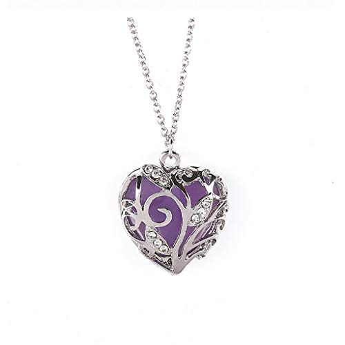 Halskette für Mama für Frauen Frauen in Chocker-Halskette aus leuchtendem Kristall-Anhänger, hohl, leuchtendes Herz, dunkle Halsketten und Anhänger Buchstabenkette für Damen (Purple, One Size) von jieGorge