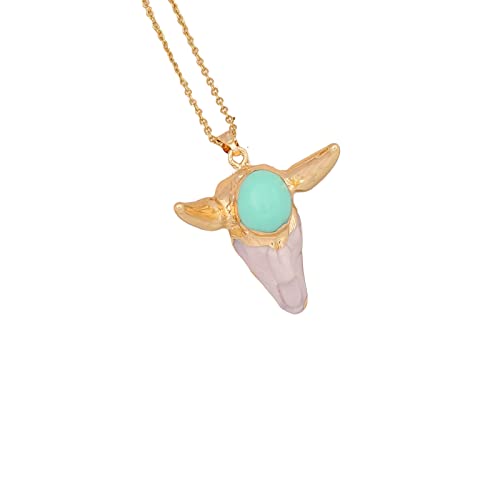 Halskette für Ostern für Frauen Stierkette Boho Bunte Stierkopfkette Silber Westernkette Zierliche Stierkette mit Edelstahlkette Unisex Punk Gothic Westernschmuck Geschenk für (Mint Green, One Size) von jieGorge