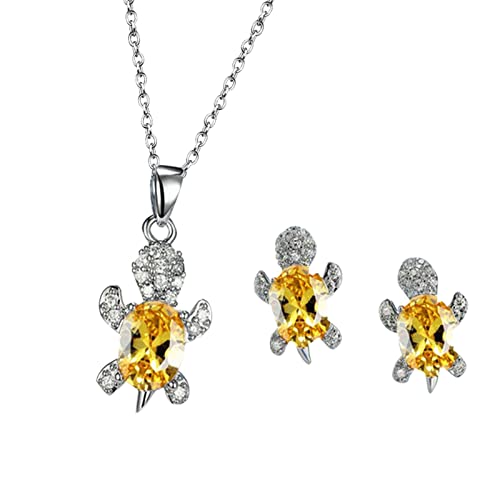 Halskette für den Winter für Frauen Mode Temperament Einfache Dekorationen Weihnachten Kreative Anhänger Damen Halskette Süßes Geschenk Schmuck Frau Schildkröte Zirkonia Ohrringe (YE1, One Size) von jieGorge