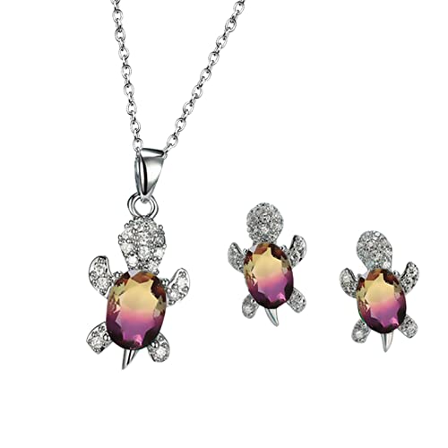 Halskette für den Winter für Frauen Mode Temperament Einfache Dekorationen Weihnachten Kreative Anhänger Damen Halskette Süßes Geschenk Schmuck Frau Schildkröte Zirkonia Ohrringe (YE2, One Size) von jieGorge