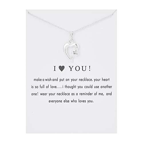 Halskette für die Hochzeit für Frauen ICH Liebe Dich Schmuck Geschenk Liebe Anhänger Halskette mit Karte für Frauen und Mädchen Kreis Halskette (Silver, One Size) von jieGorge