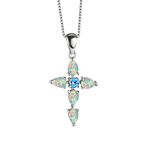 Halskette für die Hochzeit für Frauen Persönlichkeit Mode Temperament Opal Kreuz Anhänger Halskette für Frauen Schmuck Geschenke Mama~Halskette (B, One Size) von jieGorge