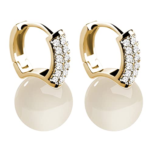 jieGorge Jade-Perlen-Ohrringe für Frauen-Mädchen-überzogene Tropfen-Ohrringe Hochzeitsohrringe Für Brautjungfern (B, One Size) von jieGorge