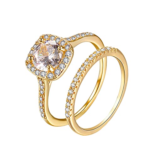 Kristallringe für Frauen Spirituell 69 Stück Größe Zwei Goldene Ringe Schmuck Strass Weißer Ring Hochzeit Frauen Ringe (Golden, 6) von jieGorge