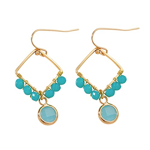 jieGorge Lange Ohr-Mode-Ohrring-Geschenk-Damen-kreative Ohrringe-Farben-Tropfen-Legierungs-Ohrringe Ohrstecker Mit Offenem Kreis (Blue, One Size) von jieGorge