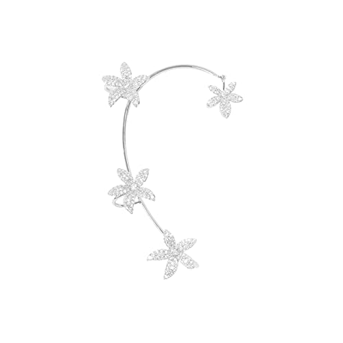 jieGorge Manschette Ohr Piercing Haken Mädchen Ohrringe Schmuck für Frauen Ohrring Non Wrap Crawler Blumen Zirkon Ohrringe Weiße Ohrringe Für Baumeln (A, One Size) von jieGorge