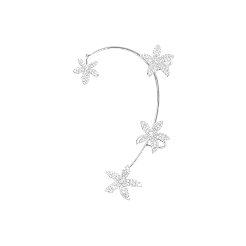 jieGorge Manschette Ohr Piercing Haken Mädchen Ohrringe Schmuck für Frauen Ohrring Non Wrap Crawler Blumen Zirkon Ohrringe Weiße Ohrringe Für Baumeln (B, One Size) von jieGorge