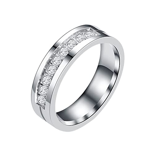 Midi~Ringe für Frauen Mode Trend Ring Edelstahl Verkrustete Liebhaber Stahl Zirkon Ring Legierung Frauen Männer Exquisite Ring Modeschmuck Geschenk Ringe Für Freunde Mädchen Jungen (Silver, 6) von jieGorge