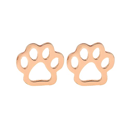 Minimalistische kleine Ohrstecker für Frauen Mädchen Edelstahl Hündchen Katze Hund Tier Knorpel Tragus Stift Piercing Silber Echt Türkis Ohrringe (Rose Gold, One Size) von jieGorge