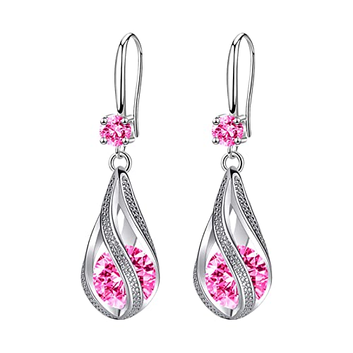 jieGorge Mode Ohrringe Edelstahl Runde Ohrringe Frauen Kreative Ohrringe Baumelnde Kristall Ohrringe Für Frauen Piercing Ohrringe Aus Edelstahl (Pink, One Size) von jieGorge
