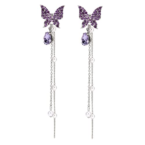 jieGorge Ohrringe 2022 Großhandel Ohrringe Zubehör Temperament Frauen modische Lange baumeln Legierung Ankunft Ohrringe Frauen Ohrringe Ohrringe Aus 10 (Purple, One Size) von jieGorge