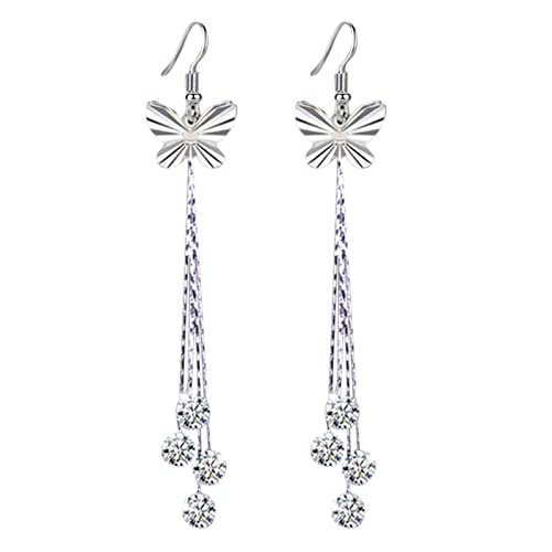 jieGorge Ohrringe Ohrringe Für Frauen Quasten Anhänger Weiblichkeit Lange Kristall Modeschmuck Ohrringe Ohrringe Ohrringe Blumen Creolen (A, One Size) von jieGorge