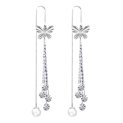 jieGorge Ohrringe Ohrringe Für Frauen Quasten Anhänger Weiblichkeit Lange Kristall Modeschmuck Ohrringe Ohrringe Ohrringe Blumen Creolen (D, One Size) von jieGorge